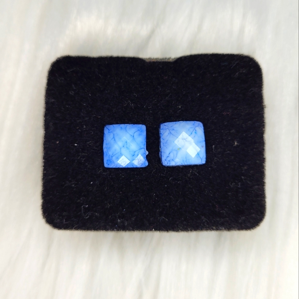 Blue Square Earrings